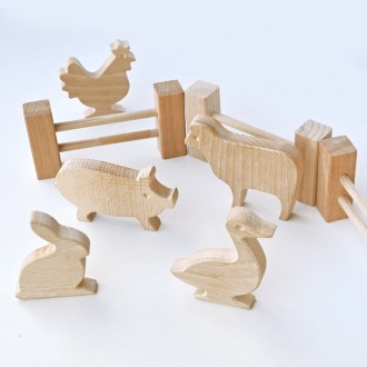 Игровой набор деревянных домашних животных с ограждением это возможность познако. . фото 8