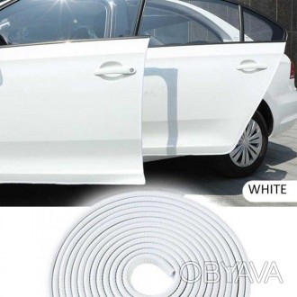 Захист кромки дверей автомобіля армована біла забезпечує надійний захист від уда. . фото 1