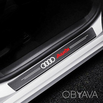 Карбоновые защитные накладки на пороги Audi,универсальная защитная пленка наклей. . фото 1