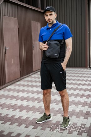 Костюм мужской Nike шорты , футболка электрик-черный + барсетка+кепка (Nike бело