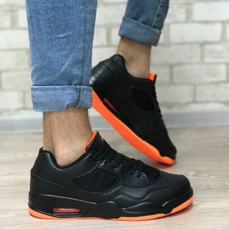 Стильні кросівки в крутому поєднанні кольорів, чорному та помаранчевому, майже н. . фото 3