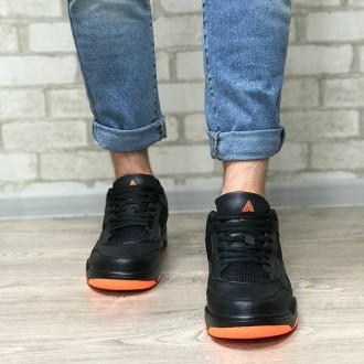 Стильні кросівки в крутому поєднанні кольорів, чорному та помаранчевому, майже н. . фото 5