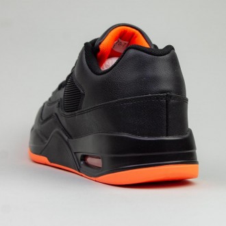 Стильні кросівки в крутому поєднанні кольорів, чорному та помаранчевому, майже н. . фото 7