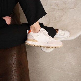 Білі кросівки Allshoes 584833 зі стильним поєднанням натуральної замші та шкіри.. . фото 3