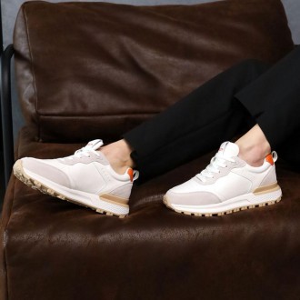 Білі кросівки Allshoes 584833 зі стильним поєднанням натуральної замші та шкіри.. . фото 2