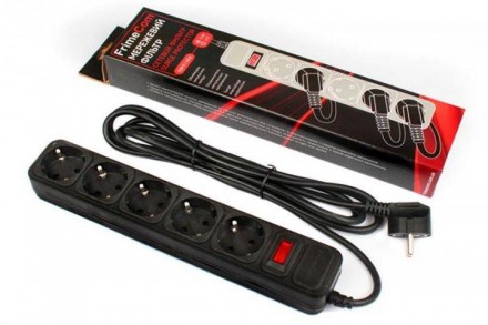Фильтр питания FrimeCom Black (FC-B2005W3B) 5 розеток, 3 м удлинитель для дома. Запоріжжя. фото 1 Фильтр питания FrimeCom Black (FC-B2005W3B) 5 розеток, 3 м удлинитель для дома. Запоріжжя. фото 1