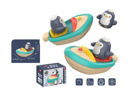Набір для ванної - човен з пінгвіном зробить купання для вашого малюка веселішим. . фото 2