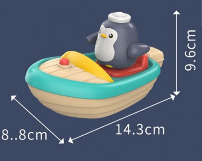 Набір для ванної - човен з пінгвіном зробить купання для вашого малюка веселішим. . фото 6