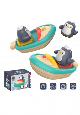 Набір для ванної - човен з пінгвіном зробить купання для вашого малюка веселішим. . фото 3