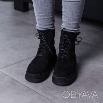 Женские ботинки черные Ivy 3468 Ботинки женские выполнены из искусственной замши. . фото 1