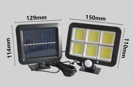 Фонарь COB светильник на солнечной батарее с датчиком движения и аккумулятором с. . фото 4