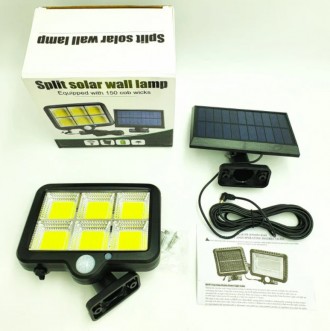 Фонарь COB светильник на солнечной батарее с датчиком движения и аккумулятором с. . фото 3