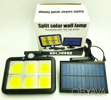 Фонарь COB светильник на солнечной батарее с датчиком движения и аккумулятором с. . фото 1