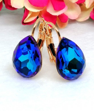 Красивые женские серьги из медицинского золота, кристаллы Swarovski. Позолоченны. Орджоникидзе. фото 1 Красивые женские серьги из медицинского золота, кристаллы Swarovski. Позолоченны. Орджоникидзе. фото 1