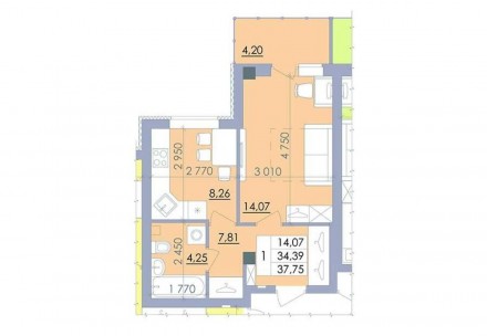 Однокімнатна квартира ЖК Пелюстковий. Полтава. фото 1