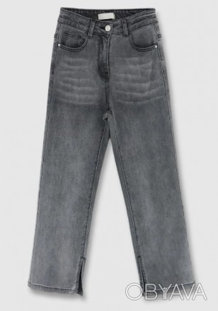 Брюки для девочки сшиты из джинсовой ткани с высоким содержанием хлопка. У них к. . фото 1