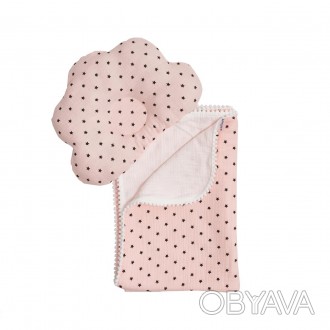 Муслиновый плед и подушка ортопедическая для малыша Twins маршмелоу, 110х80 см.,
