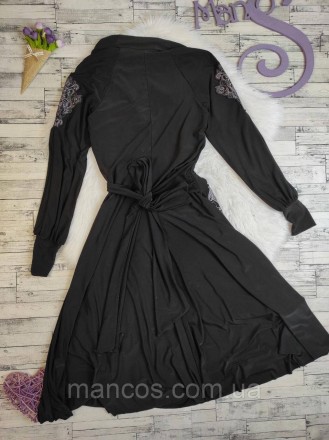Женское платье Seam черное на запах с поясом с вышивкой со стразами
Состояние: б. . фото 6