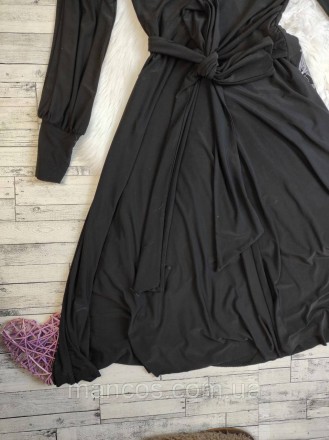 Женское платье Seam черное на запах с поясом с вышивкой со стразами
Состояние: б. . фото 8