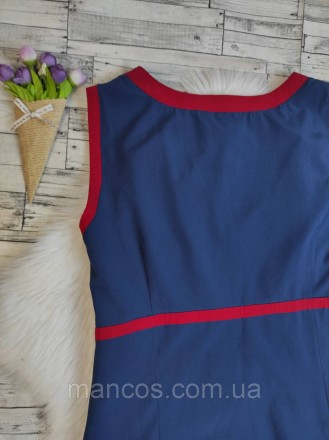 Женское платье Handmade синее с красной окантовкой с высокой талией 
Состояние: . . фото 6