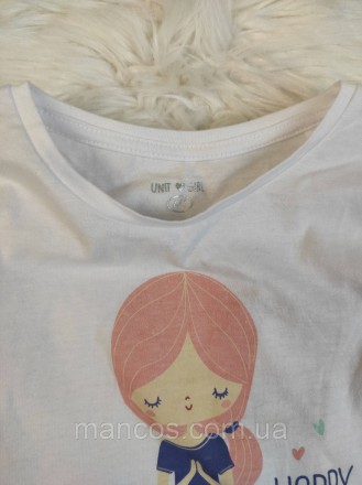 Детский реглан Unit для девочки футболка с длинным рукавом белая с принтом
Состо. . фото 5