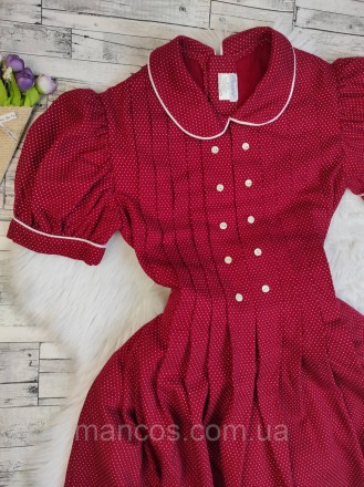 Детское платье Ancar для девочки красное в белый горох с поясом 
Состояние: ново. . фото 3