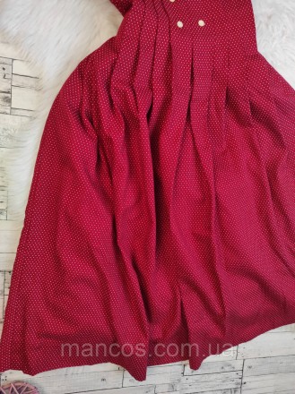 Детское платье Ancar для девочки красное в белый горох с поясом 
Состояние: ново. . фото 5