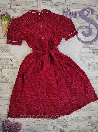 Детское платье Ancar для девочки красное в белый горох с поясом 
Состояние: ново. . фото 6