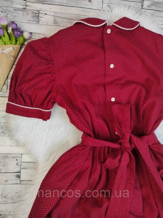 Детское платье Ancar для девочки красное в белый горох с поясом 
Состояние: ново. . фото 7