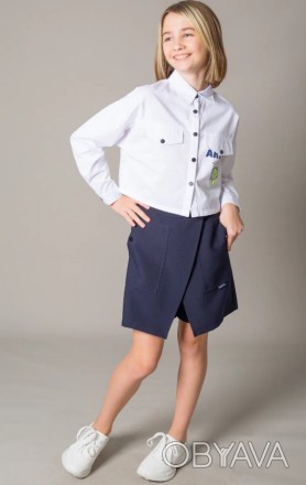 Школьные шорты для девочки сшиты из практичной смесовой ткани, содержащей 55% ви. . фото 1