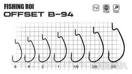 Крючки Fishing ROI Offset B94BC – изготавливаются из высоко качественной углерод. . фото 1
