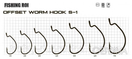 Крючки Offset FR S-1 - мощный и крепкий офсетный крючок. За счет широкой закругл. . фото 1