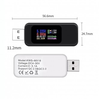 USB тестер KWS-MX18 дає змогу тестувати блоки живлення, зарядники для мобільних . . фото 4
