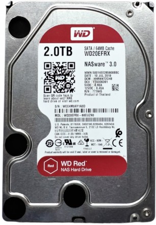 
Жесткий диск для сетевых хранилищ NAS 2.0TB 5400rpm 64MB SATA III 3.5" WD Red W. . фото 2
