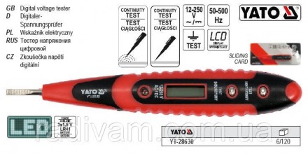 Індикатор напруги цифровий контрольний 12-250V LCD YATO YT-28630. Тернопіль. фото 1 Індикатор напруги цифровий контрольний 12-250V LCD YATO YT-28630. Тернопіль. фото 1
