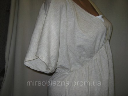  Женская летняя легкая футболка б/у, бежевого цвета, спереди маленькая белая вст. . фото 6