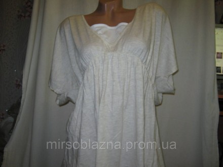  Женская летняя легкая футболка б/у, бежевого цвета, спереди маленькая белая вст. . фото 2