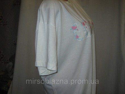  Женская футболка б/у, размер визуально 50-52, молочного цвета, короткий рукав, . . фото 5