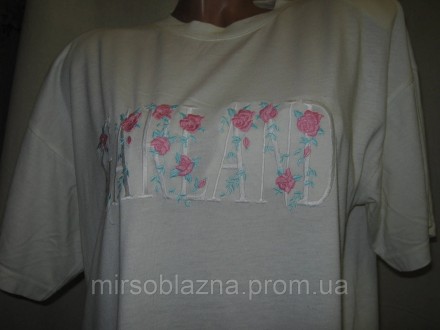  Женская футболка б/у, размер визуально 50-52, молочного цвета, короткий рукав, . . фото 2