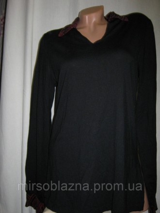 Кофта-рубашка б/у трикотажная женская, размер визуально 46-48. Черного цвета, ру. . фото 6