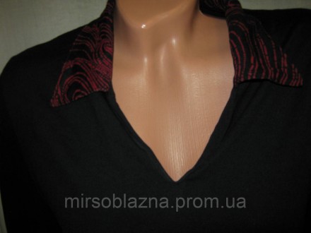 Кофта-рубашка б/у трикотажная женская, размер визуально 46-48. Черного цвета, ру. . фото 4