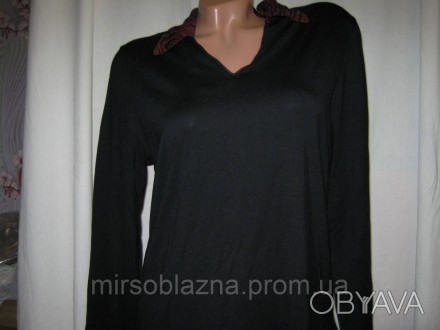 Кофта-рубашка б/у трикотажная женская, размер визуально 46-48. Черного цвета, ру. . фото 1