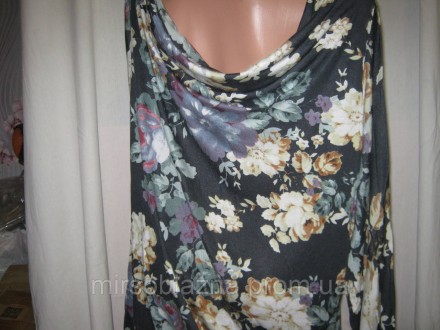  Женская блузка б/у оверсайз, с длинным рукавом, в цветах по всему изделию. Широ. . фото 5