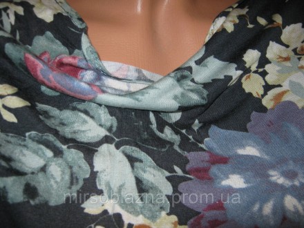  Женская блузка б/у оверсайз, с длинным рукавом, в цветах по всему изделию. Широ. . фото 6