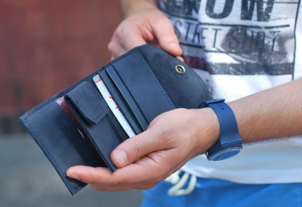 Шкіряний гаманець "Compact" ручної роботи, натуральна шкіра, на кнопці
від украї. . фото 2