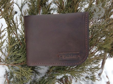 Шкіряний гаманець, портмоне "Wallet2" ручної роботи, натуральна шкіра, на кнопці. . фото 3
