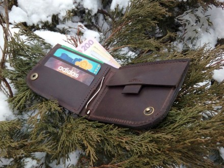 Шкіряний гаманець, портмоне "Wallet2" ручної роботи, натуральна шкіра, на кнопці. . фото 8