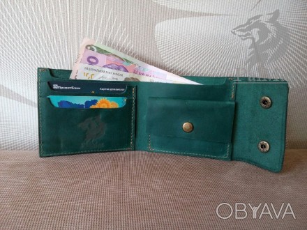 Шкіряний гаманець "Dua2" ручної роботи, натуральна шкіра, на кнопках
від українс. . фото 1