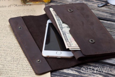 Портмоне гаманець клатч шкіряний кошелек "Сomplex" ручної роботи, натуральна шкі. . фото 1