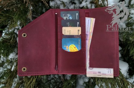Портмоне гаманець, гаманець "Нег2" ручної роботи, натуральна шкіра, на кнопках, . . фото 2